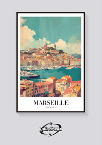 Marseille Harbor Vintage Poster — vista posteriore
