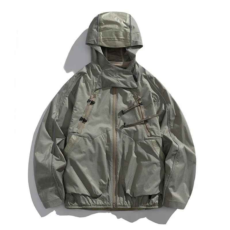 2 Piece Y2K Reflective Waterproof Techwear Jacket Coat — vista posteriore