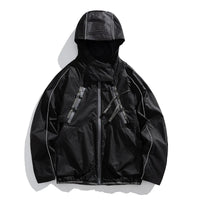 2 Piece Y2K Reflective Waterproof Techwear Jacket Coat — vista frontale