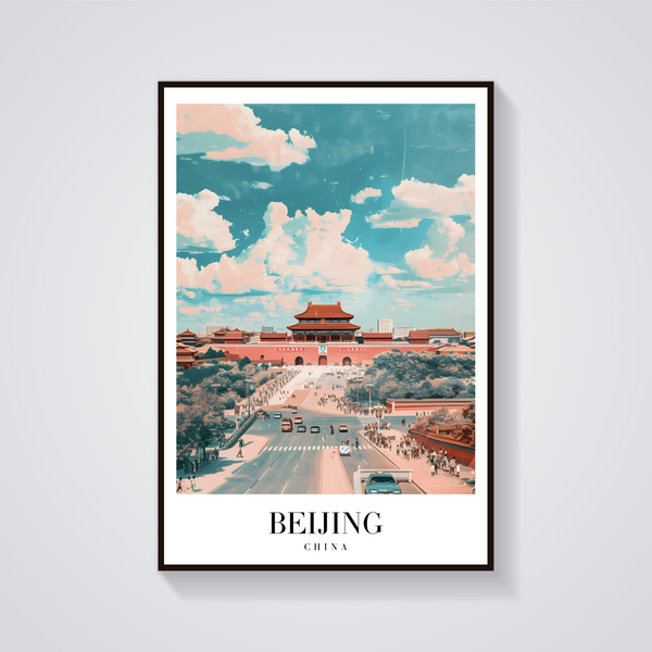 Beijing Tiananmen Vintage Poster — vista frontale