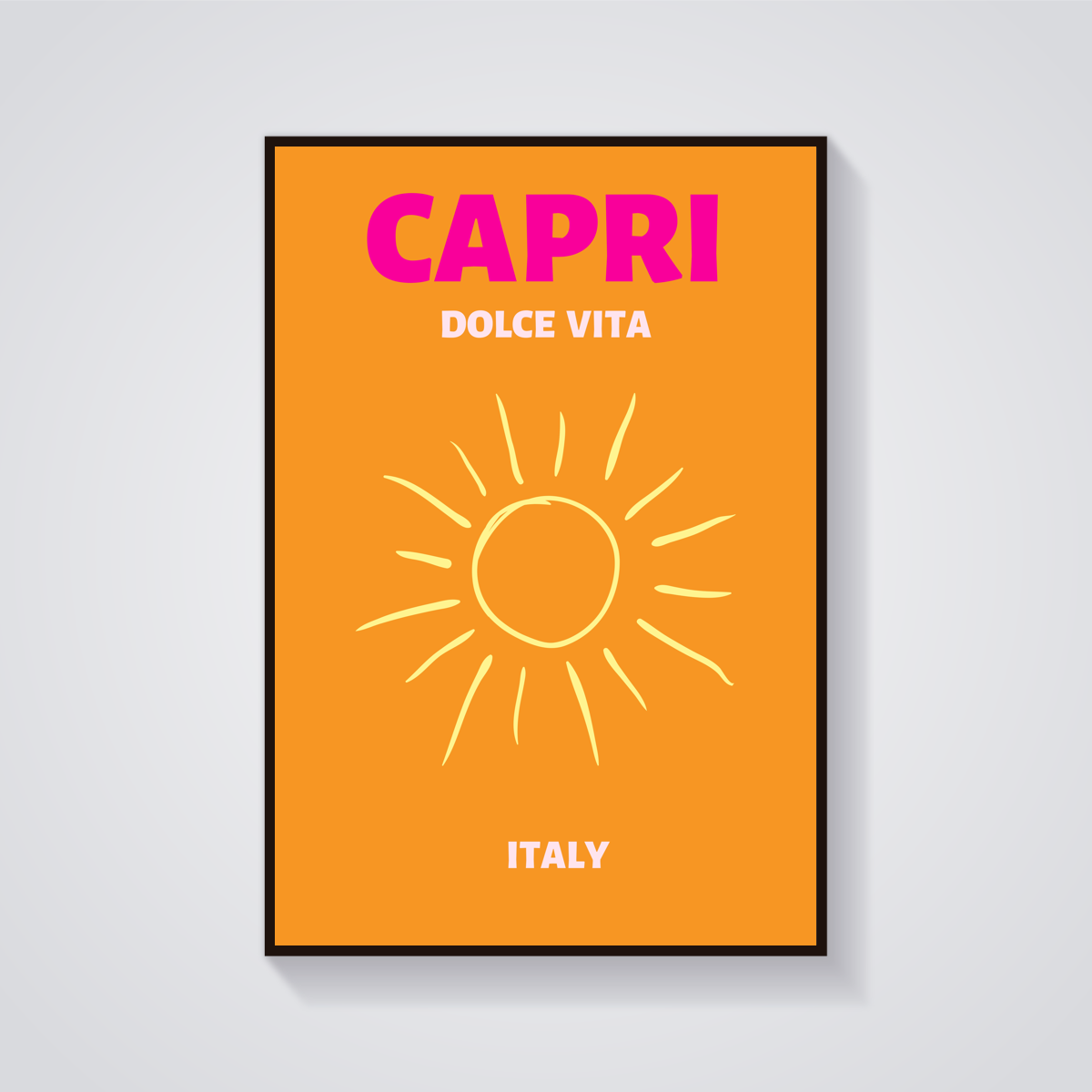 Preppy Capri Italy Beach Poster — vista frontale