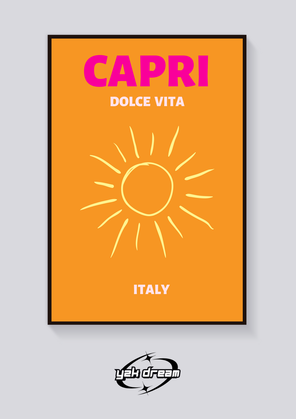Preppy Capri Italy Beach Poster — vista posteriore