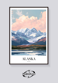Alaskan Mountains Vintage Poster — vista posteriore