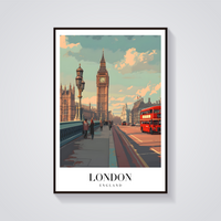 Big Ben Bus Vintage Poster — vista frontale