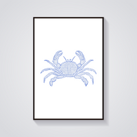 Blue Crab Coastal Poster — vista frontale