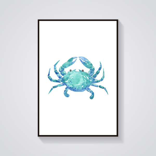 Blue Crab Watercolour Poster — vista frontale