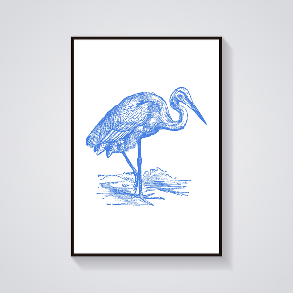 Blue Heron Seaside Poster — vista frontale