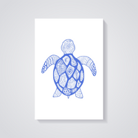 Blue Sea Turtle Art Poster — vista posteriore