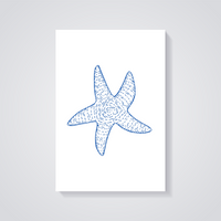 Blue Starfish Line Art Poster — vista posteriore