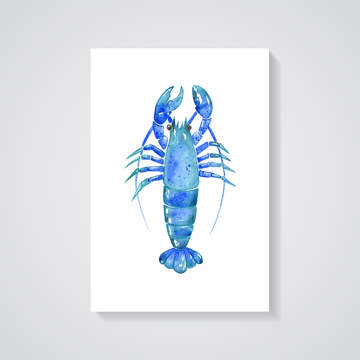 Blue Watercolor Lobster Poster — vista posteriore