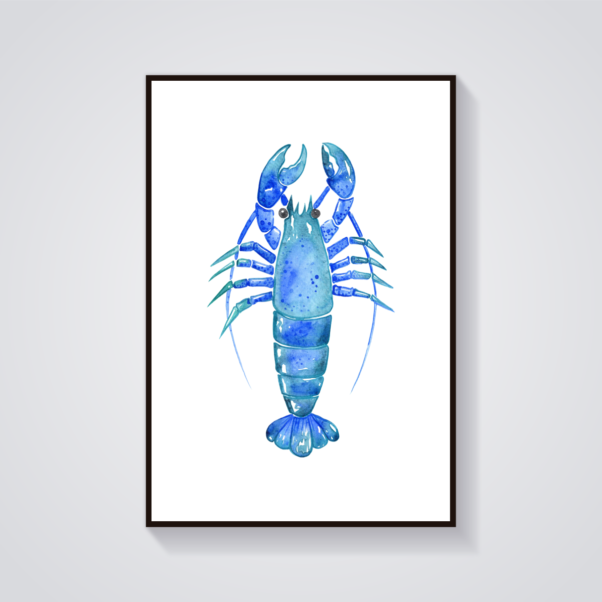 Blue Watercolor Lobster Poster — vista frontale