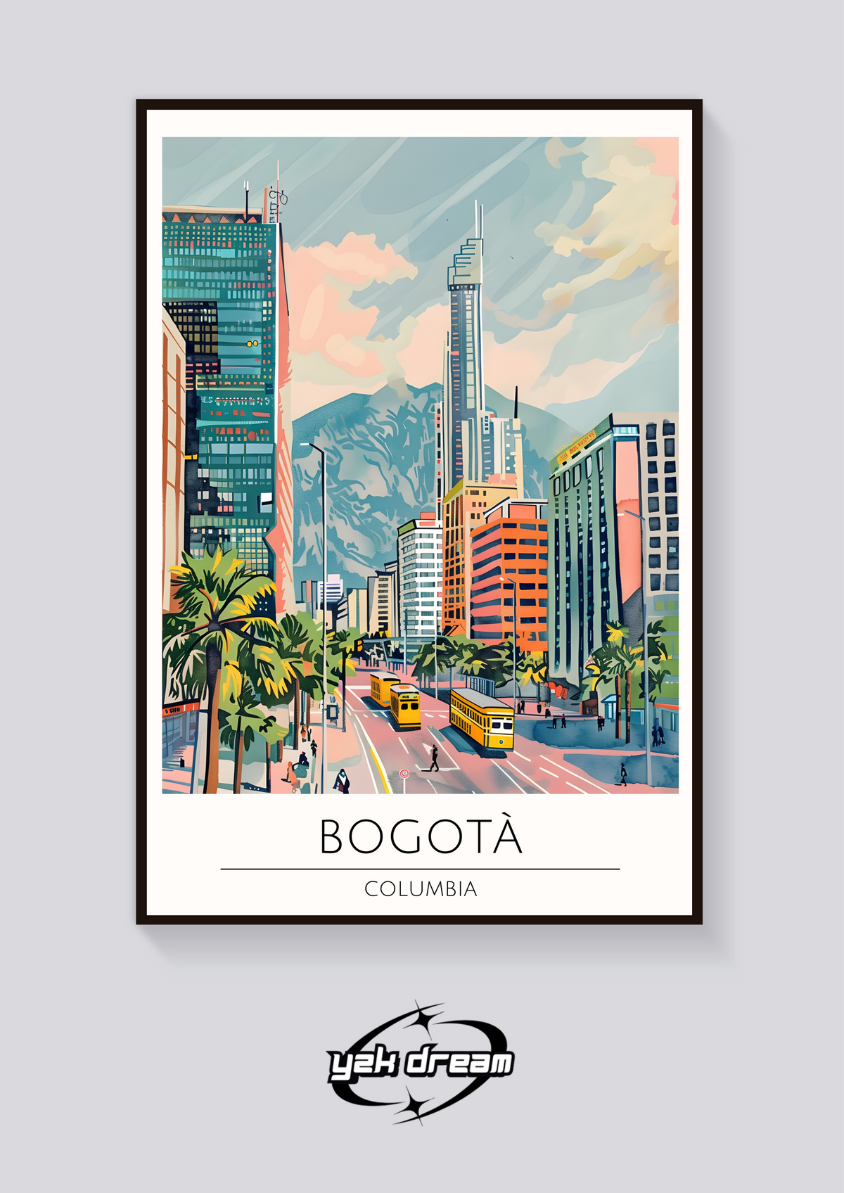Bogotá Colombia Trolley Poster — vista posteriore