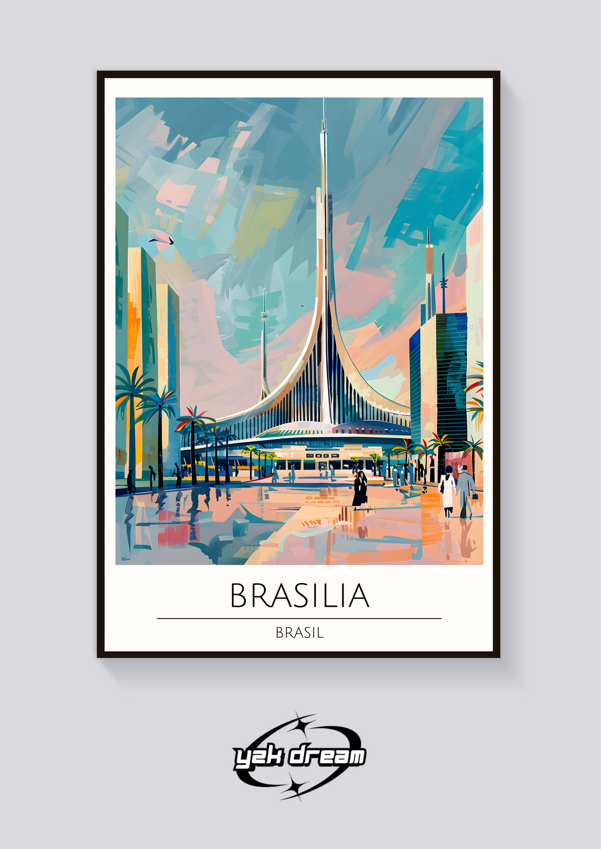 Brasilia Cathedral Art Deco Poster — vista posteriore