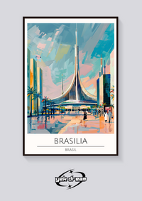 Brasilia Cathedral Art Deco Poster — vista posteriore