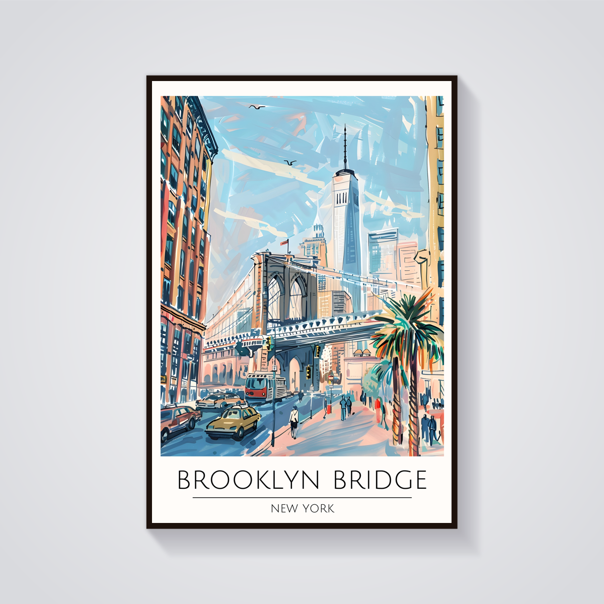 Brooklyn Bridge Art Deco Poster — vista frontale