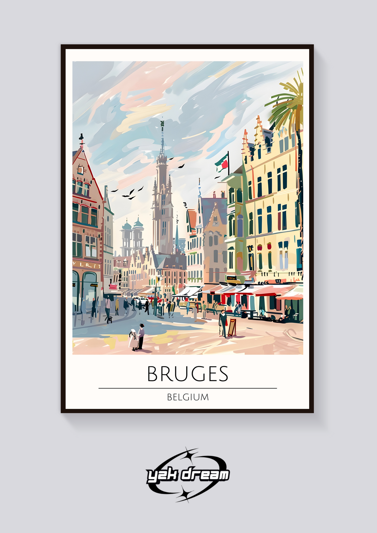 Bruges Belgium Art Deco Poster — vista posteriore