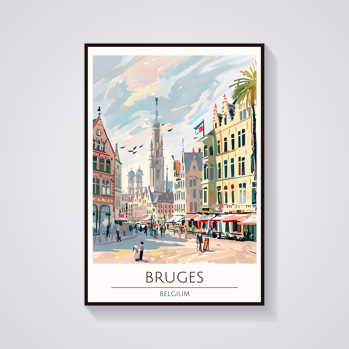 Bruges Belgium Art Deco Poster — vista frontale