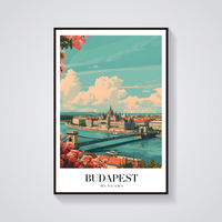 Budapest Parliament Vintage Poster — vista frontale