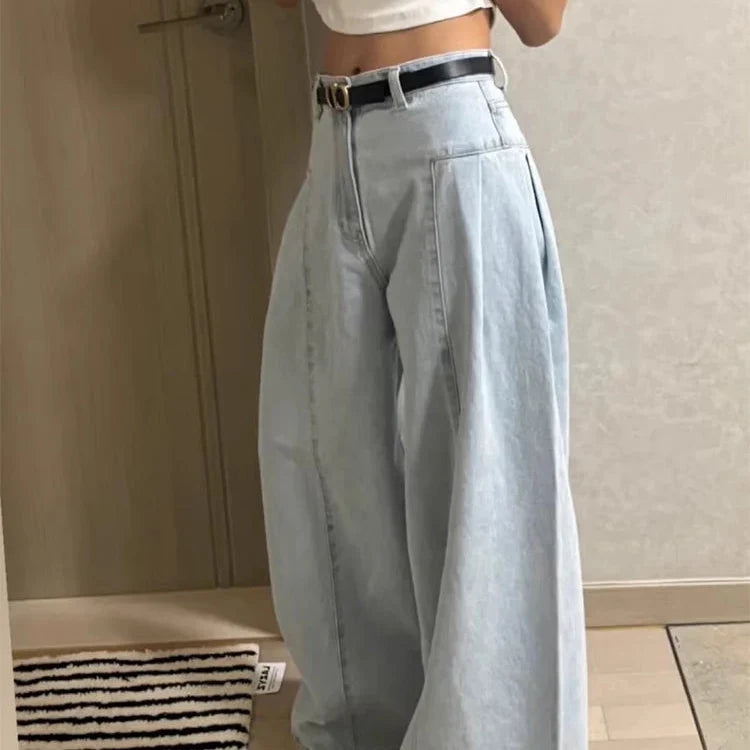 Chic Y2K High Waist Curved Barrel Jeans — vista frontale