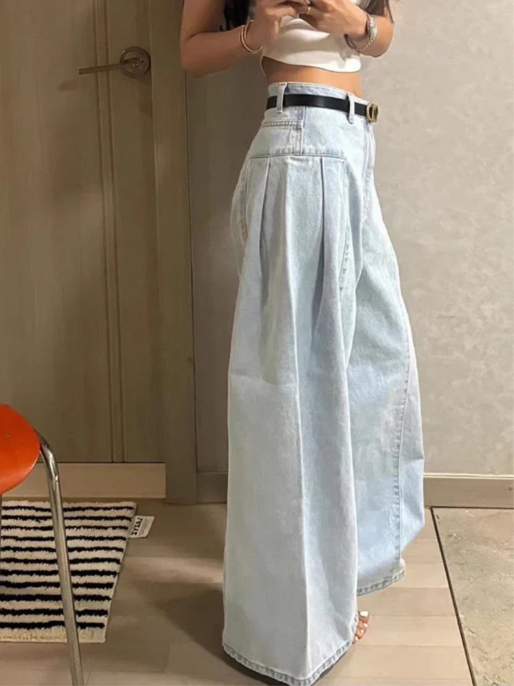 Chic Y2K High Waist Curved Barrel Jeans — dettaglio
