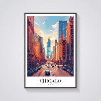 Chicago Downtown Vintage Poster — vista frontale