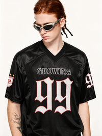 Classic Football "Growing" Y2K Mesh V Neck Jersey — dettaglio della stampa