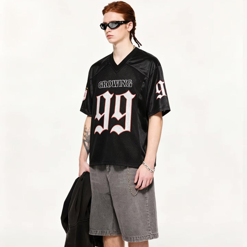 Classic Football "Growing" Y2K Mesh V Neck Jersey — vista posteriore
