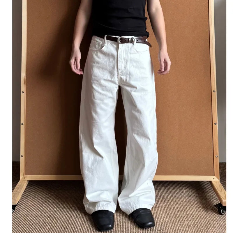 Classic Y2K Essential White Denim Jeans — vista frontale