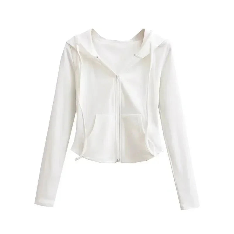 Cropped Zip Up Y2K Slim Fit Hoodie — dettaglio