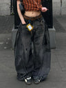 Dark Y2K High Waisted Baggy Barrel Jeans