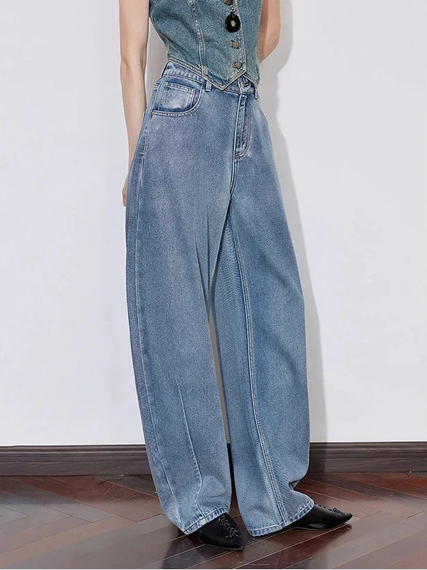 Denim Y2K Mid Waist Boyfriend Fit Jeans — vista posteriore