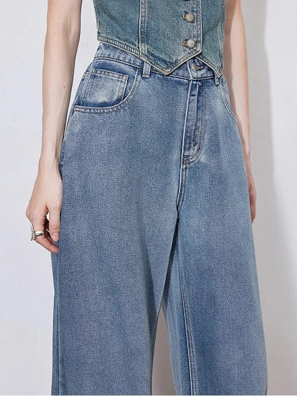 Denim Y2K Mid Waist Boyfriend Fit Jeans — vista laterale
