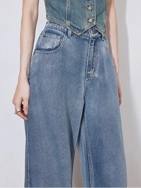 Denim Y2K Mid Waist Boyfriend Fit Jeans — vista laterale