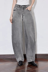 Denim Y2K Mid Waist Boyfriend Fit Jeans — vista frontale