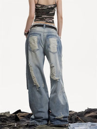 Distressed Y2K High Waist Flared Jeans — in alternativa