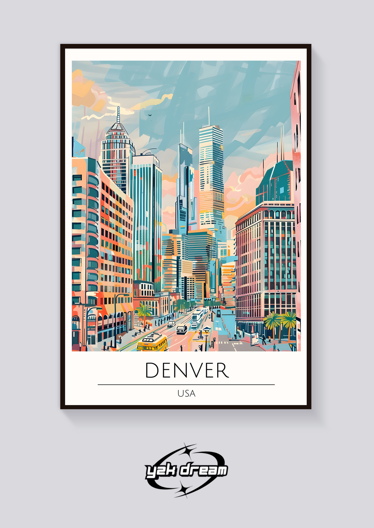 Downtown Denver Art Deco Poster — vista posteriore