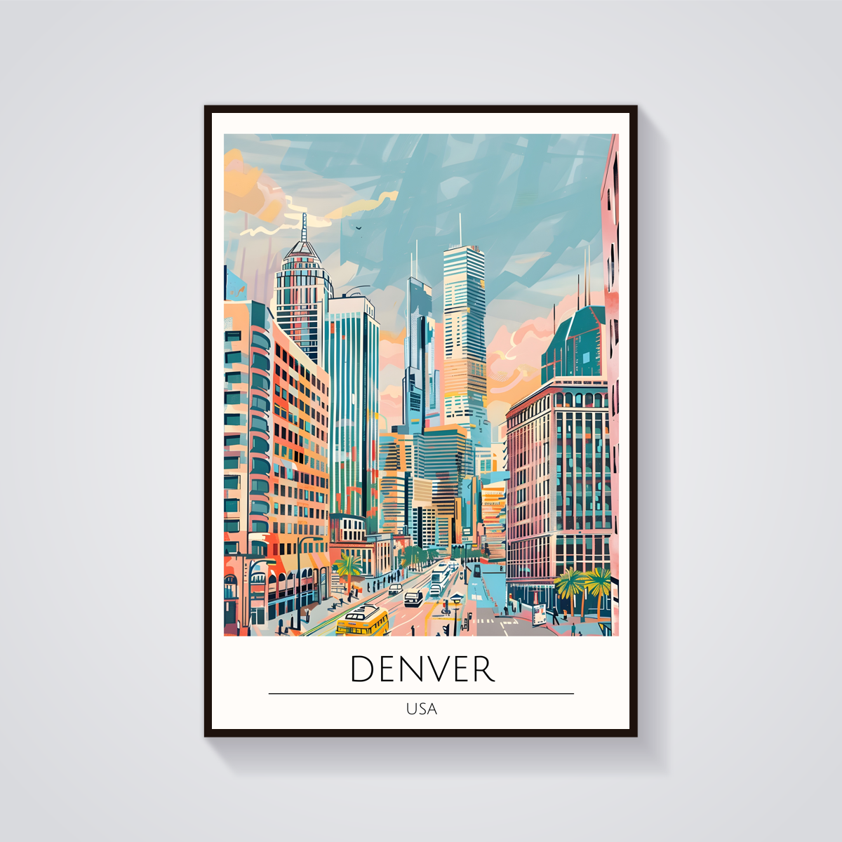 Downtown Denver Art Deco Poster — vista frontale