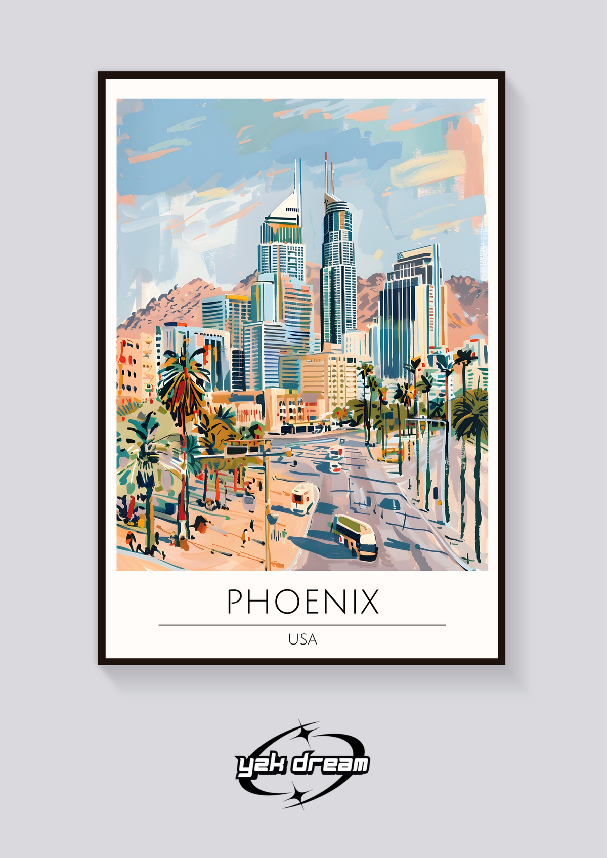 Downtown Phoenix Art Deco Poster — vista posteriore