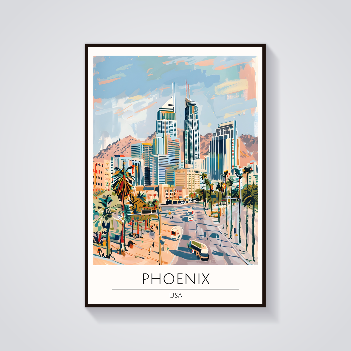 Downtown Phoenix Art Deco Poster — vista frontale