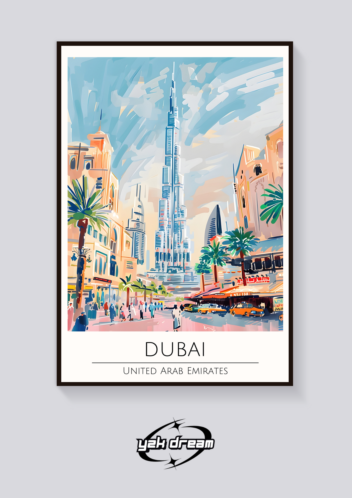 Dubai Burj Khalifa Art Deco Poster — vista posteriore
