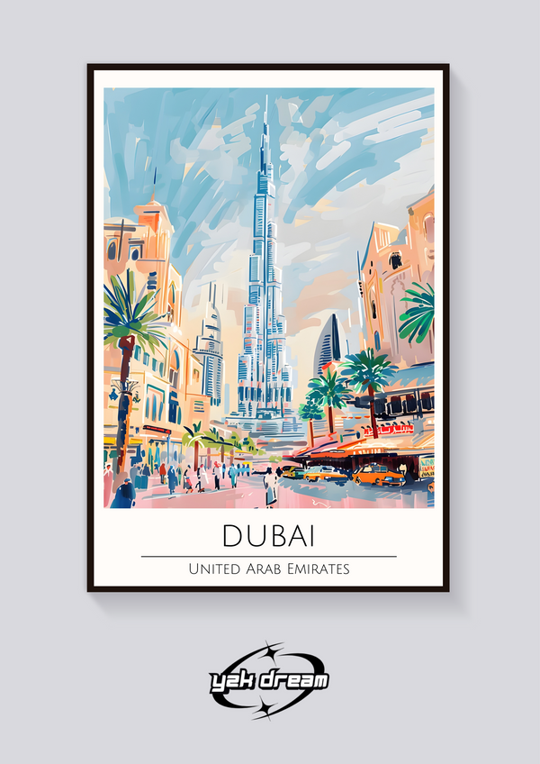Dubai Burj Khalifa Art Deco Poster