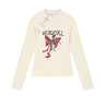 Y2K Irregular Button Collar Bow Graphic Long Sleeve Top