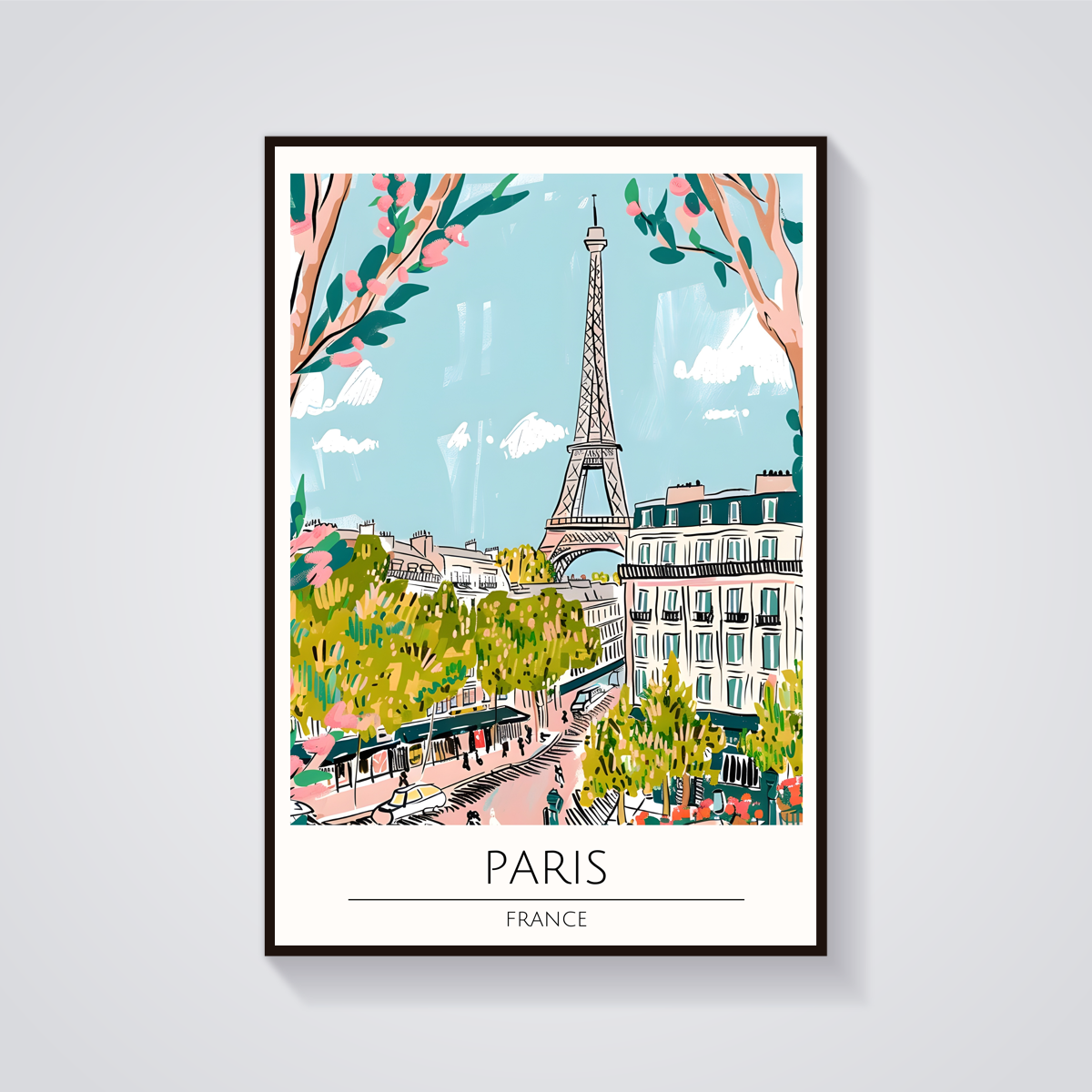 Eiffel Tower Paris Art Deco Poster — vista frontale