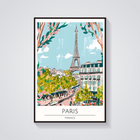 Eiffel Tower Paris Art Deco Poster — vista frontale