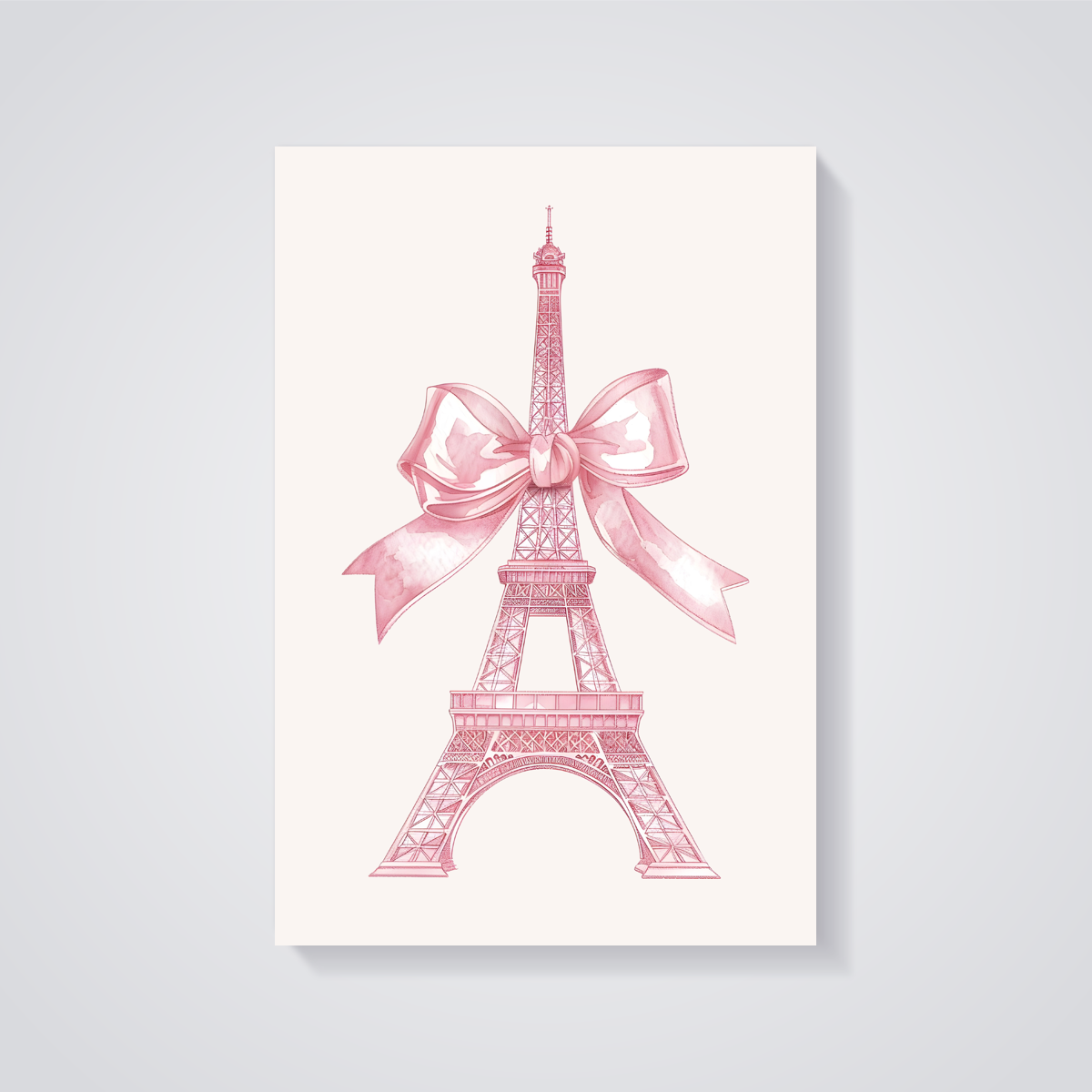 Eiffel Tower Pink Bow Poster — vista posteriore