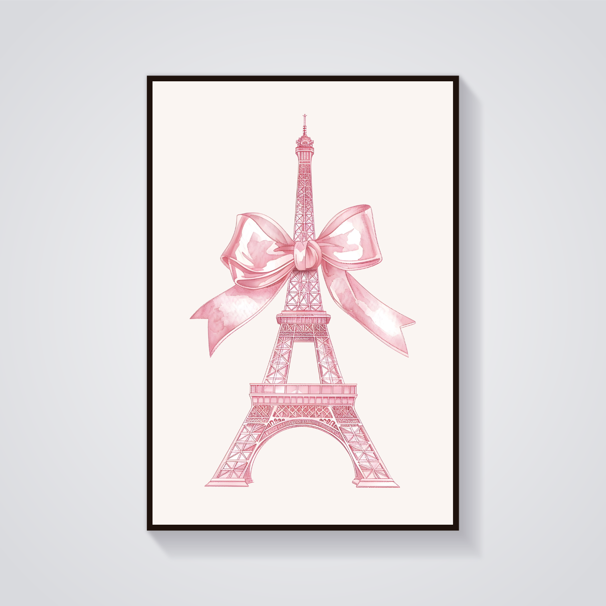 Eiffel Tower Pink Bow Poster — vista frontale
