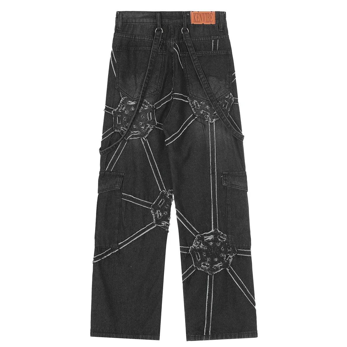 Embroidered Spider Web Y2K Jeans — dettaglio della stampa