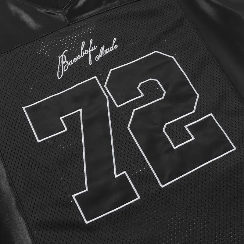 Embroidered Star Patchwork Y2K Mesh Football Jersey — dettaglio della stampa