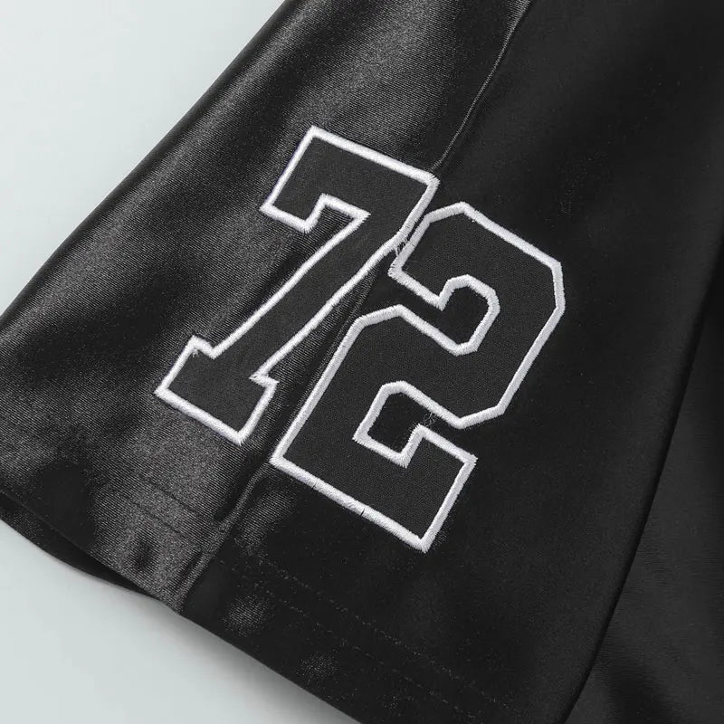 Embroidered Star Patchwork Y2K Mesh Football Jersey — vista laterale