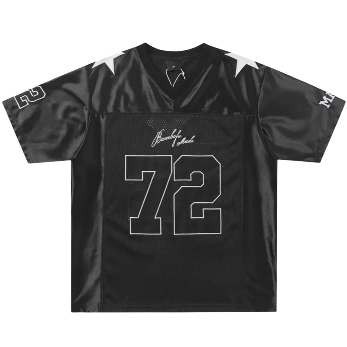 Embroidered Star Patchwork Y2K Mesh Football Jersey — vista frontale